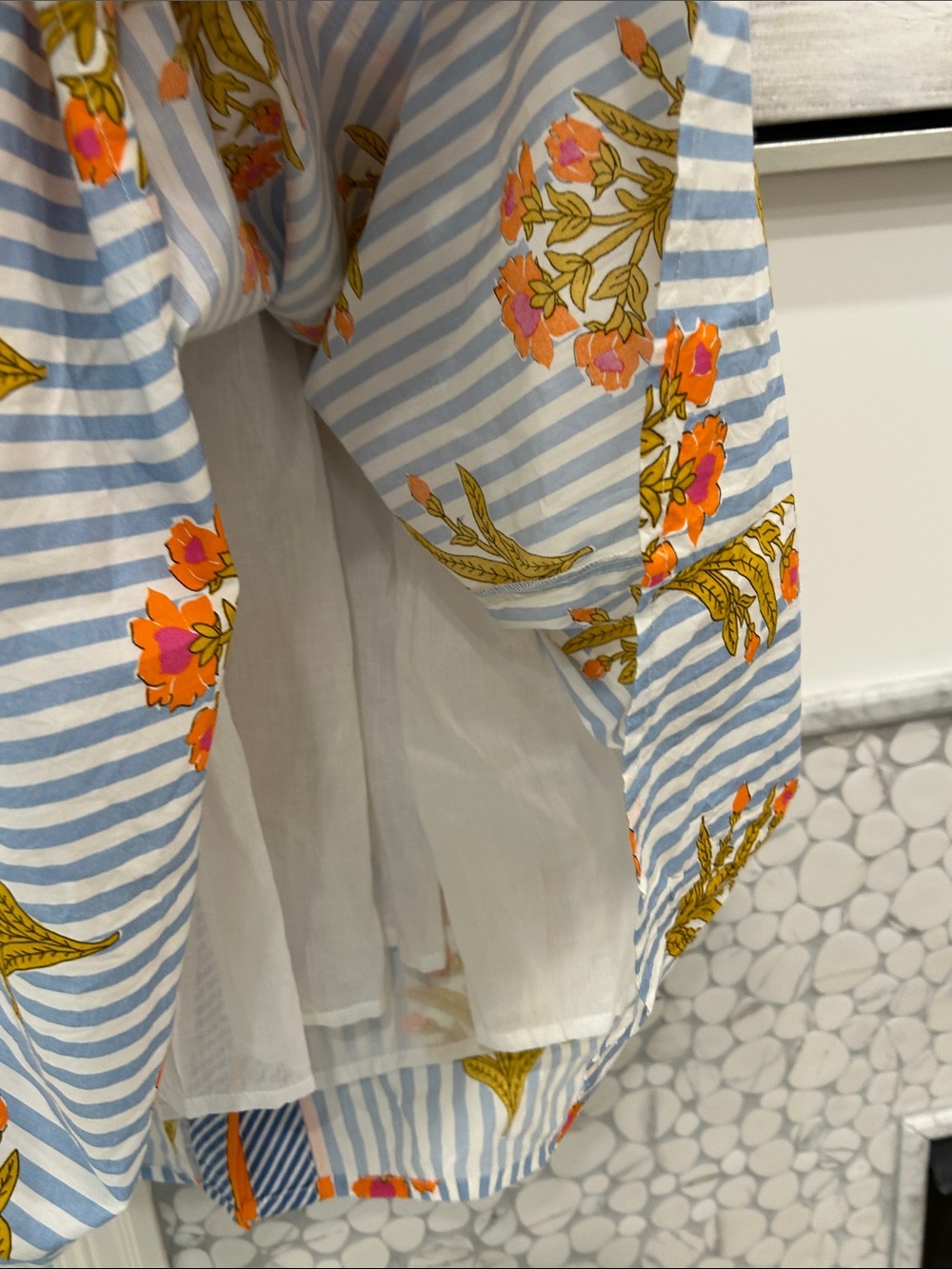 THML Blue and Orange Striped Floral Maxi Dress 100% Cotton - Picture 7 of 8